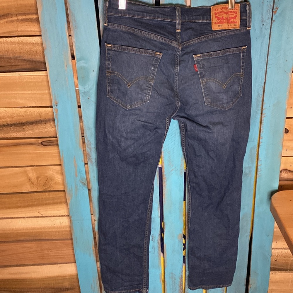 Levi’s 514 straight jeans size 31x30 stretchy fabric red tab lightly faded - Picture 5 of 8